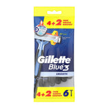 Blue 3 Smooth disposable razors for men 6pcs