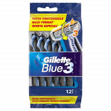 Blue 3 disposable razors for men 12 pcs