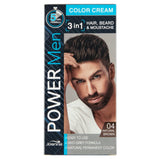 Power Men Color Cream 3in1 hair dye beard and mustache 04 Natural Brown 30g