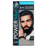 Power Men Color Cream 3in1 hair dye beard and mustache 01 Black 30g