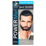 Power Men Color Cream 3in1 hair dye, beard and mustache 02 Dark Brown 30g